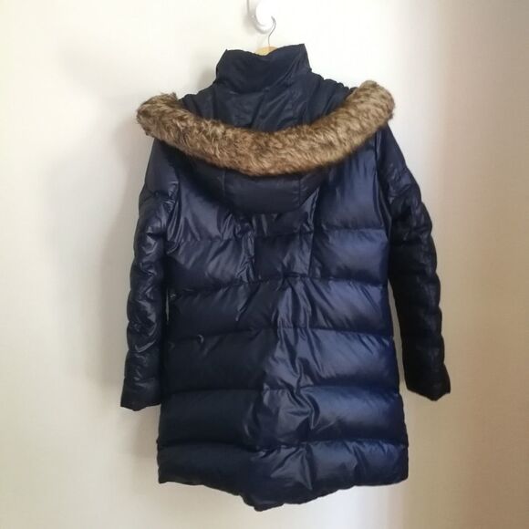KENSIE Dark Blue Down Large Faux Fur Hooded Puffer Winter Coat Size Medium - Picture 15 of 15